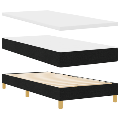 Box Spring Bed with Mattress & LED Black King Single Velvet