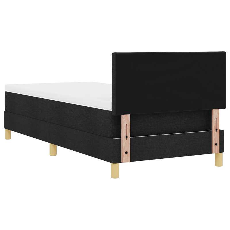 Box Spring Bed with Mattress & LED Black King Single Velvet