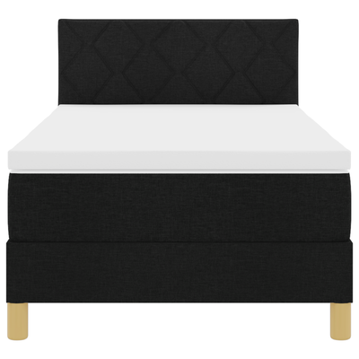 Box Spring Bed with Mattress & LED Black King Single Velvet
