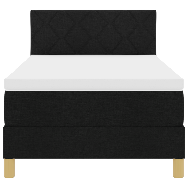 Box Spring Bed with Mattress & LED Black King Single Velvet