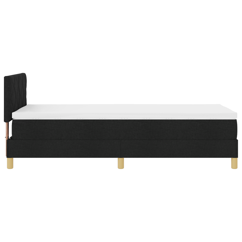 Box Spring Bed with Mattress & LED Black King Single Velvet