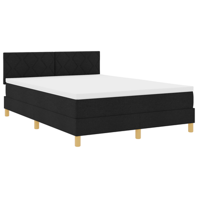 Box Spring Bed with Mattress & LED Black Full Velvet