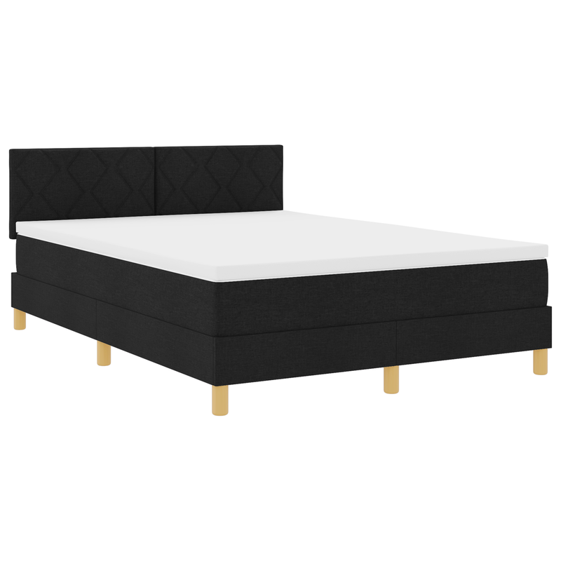 Box Spring Bed with Mattress & LED Black Full Velvet