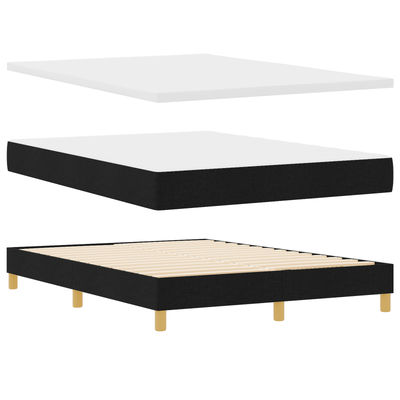 Box Spring Bed with Mattress & LED Black Full Velvet