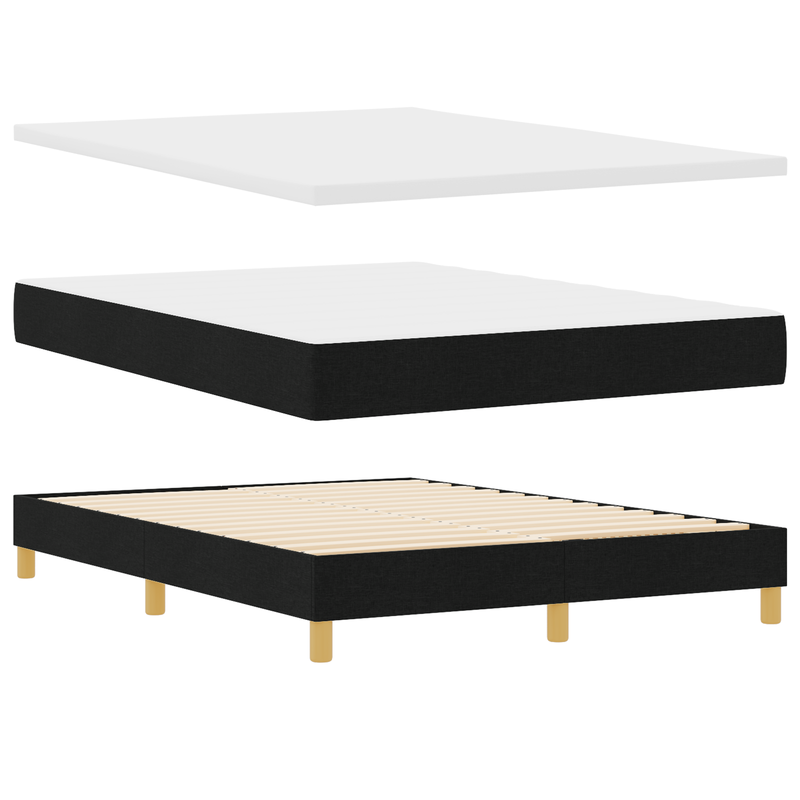 Box Spring Bed with Mattress & LED Black Full Velvet