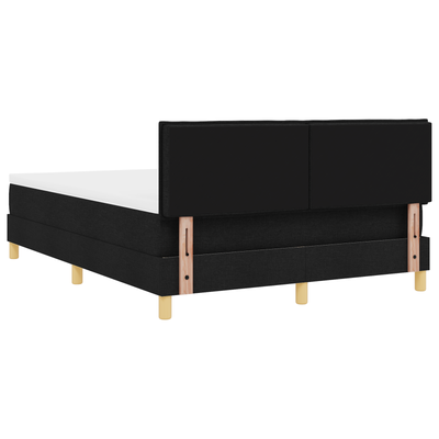Box Spring Bed with Mattress & LED Black Full Velvet