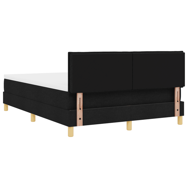 Box Spring Bed with Mattress & LED Black Full Velvet