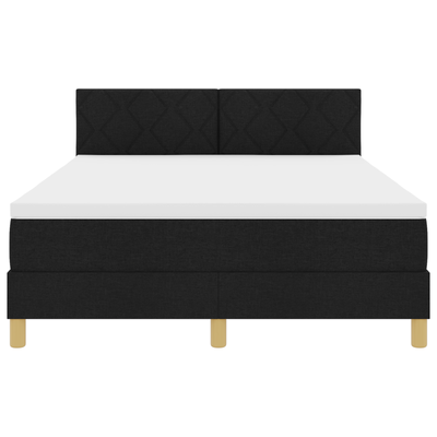 Box Spring Bed with Mattress & LED Black Full Velvet