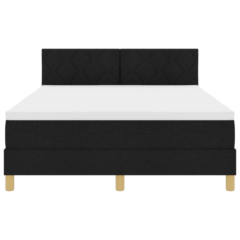 Box Spring Bed with Mattress & LED Black Full Velvet