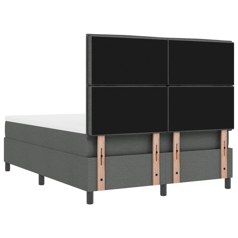 Box Spring Bed with Mattress & LED Dark Grey Queen Fabric
