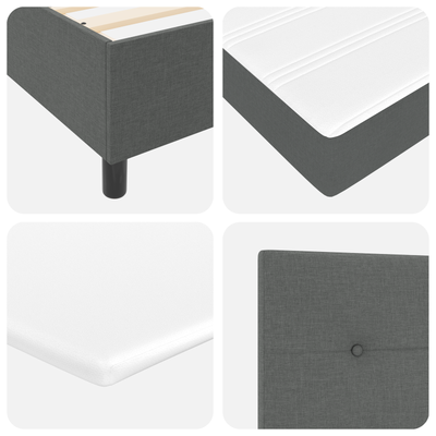 Box Spring Bed with Mattress & LED Dark Grey Queen Fabric