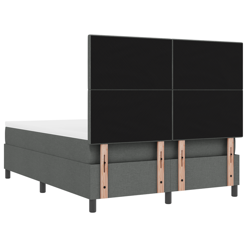 Box Spring Bed with Mattress & LED Dark Grey Queen Fabric