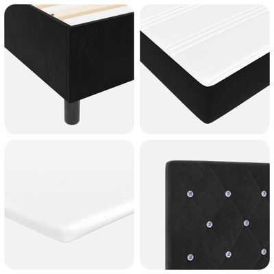 Box Spring Bed with Mattress&LED Black Queen Velvet