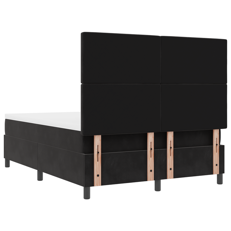 Box Spring Bed with Mattress&LED Black Queen Velvet