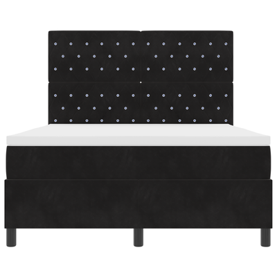 Box Spring Bed with Mattress&LED Black Queen Velvet