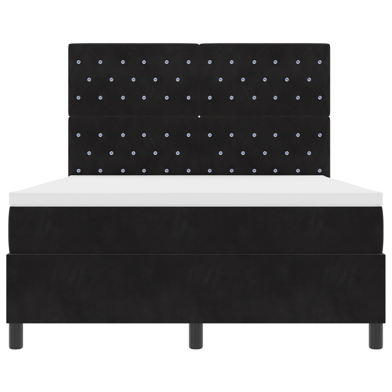 Box Spring Bed with Mattress&LED Black Queen Velvet