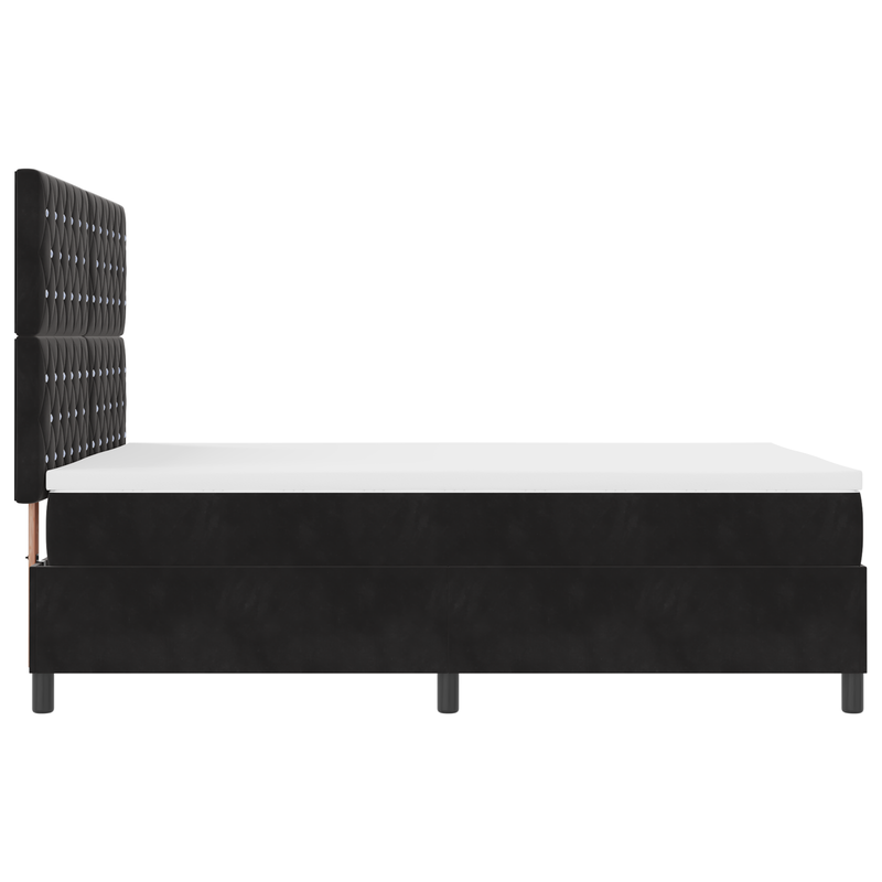 Box Spring Bed with Mattress&LED Black Queen Velvet