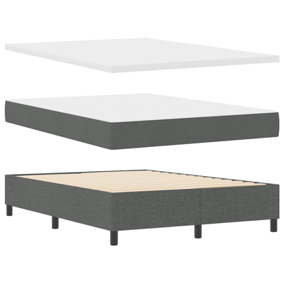 Box Spring Bed with Mattress & Bench Dark Grey Queen Fabric, vidaXL Headboard Lines Design Dark Grey 160 cm Fabric