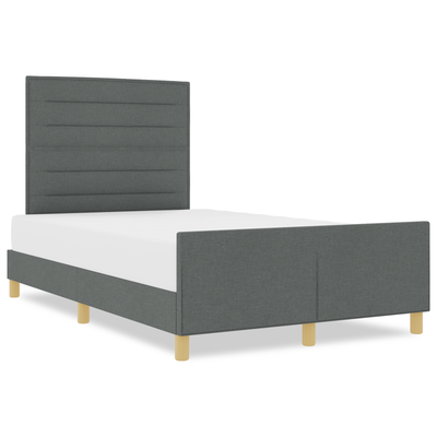 Bed Frame Dark Grey Queen Fabric, vidaXL Headboard Lines Design Dark Grey 160 cm Fabric