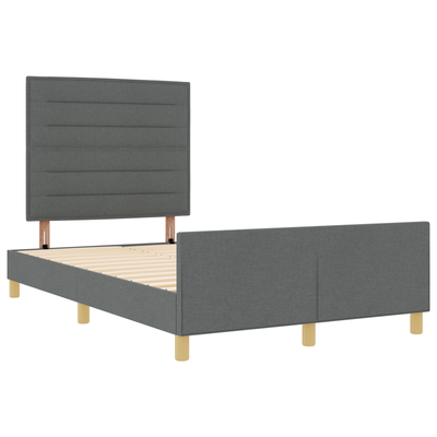 Bed Frame Dark Grey Queen Fabric, vidaXL Headboard Lines Design Dark Grey 160 cm Fabric