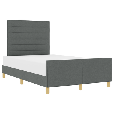 Bed Frame Dark Grey Queen Fabric, vidaXL Headboard Lines Design Dark Grey 160 cm Fabric