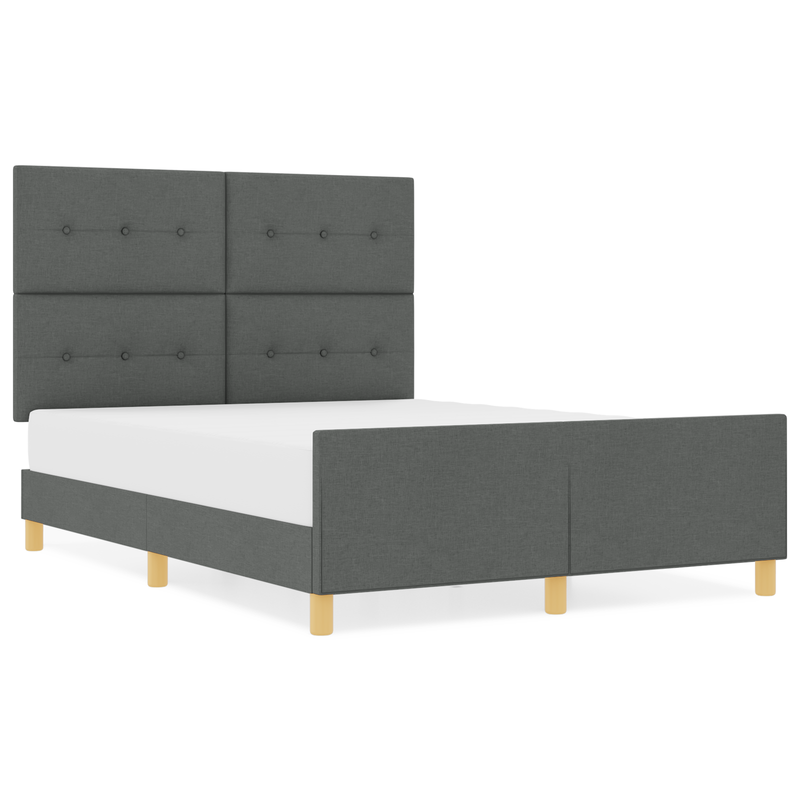 Bed Frame Dark Grey Queen Fabric, vidaXL Headboard Button Tufted Dark Grey 160 cm Fabric