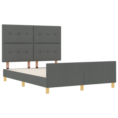 Bed Frame Dark Grey Queen Fabric, vidaXL Headboard Button Tufted Dark Grey 160 cm Fabric