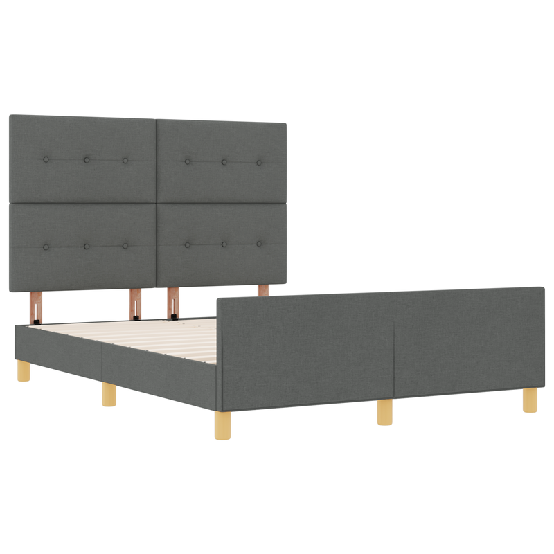 Bed Frame Dark Grey Queen Fabric, vidaXL Headboard Button Tufted Dark Grey 160 cm Fabric