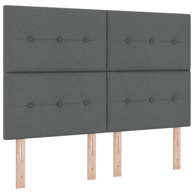 Bed Frame Dark Grey Queen Fabric, vidaXL Headboard Button Tufted Dark Grey 160 cm Fabric