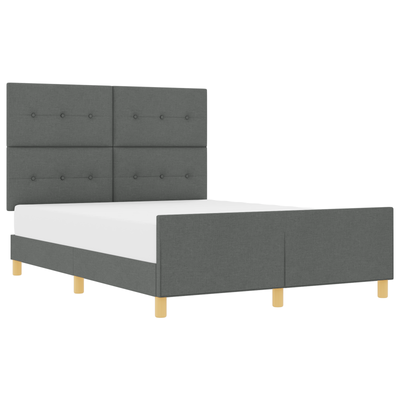Bed Frame Dark Grey Queen Fabric, vidaXL Headboard Button Tufted Dark Grey 160 cm Fabric