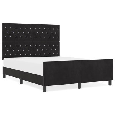 Bed Frame Black Queen Velvet, vidaXL Headboard Crystal Button Tufted Black 160 cm Velvet