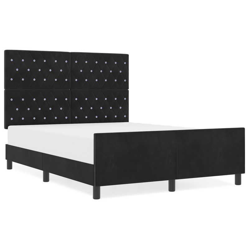 Bed Frame Black Queen Velvet, vidaXL Headboard Crystal Button Tufted Black 160 cm Velvet