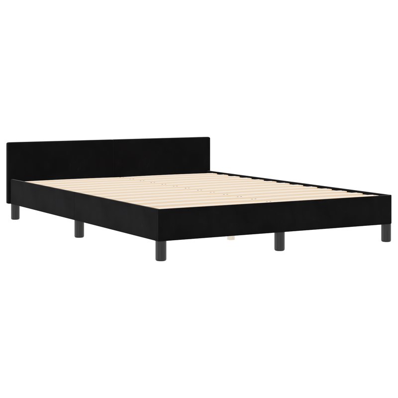 Bed Frame Black Queen Velvet, vidaXL Headboard Crystal Button Tufted Black 160 cm Velvet