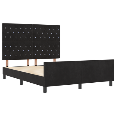 Bed Frame Black Queen Velvet, vidaXL Headboard Crystal Button Tufted Black 160 cm Velvet