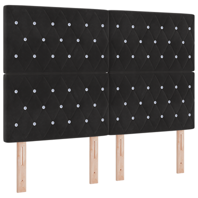 Bed Frame Black Queen Velvet, vidaXL Headboard Crystal Button Tufted Black 160 cm Velvet