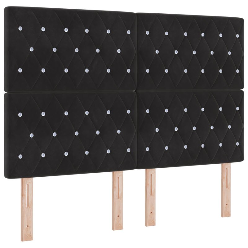 Bed Frame Black Queen Velvet, vidaXL Headboard Crystal Button Tufted Black 160 cm Velvet
