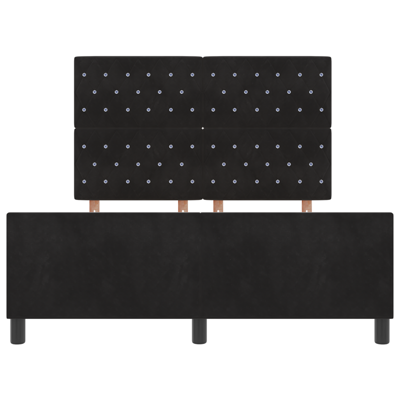 Bed Frame Black Queen Velvet, vidaXL Headboard Crystal Button Tufted Black 160 cm Velvet