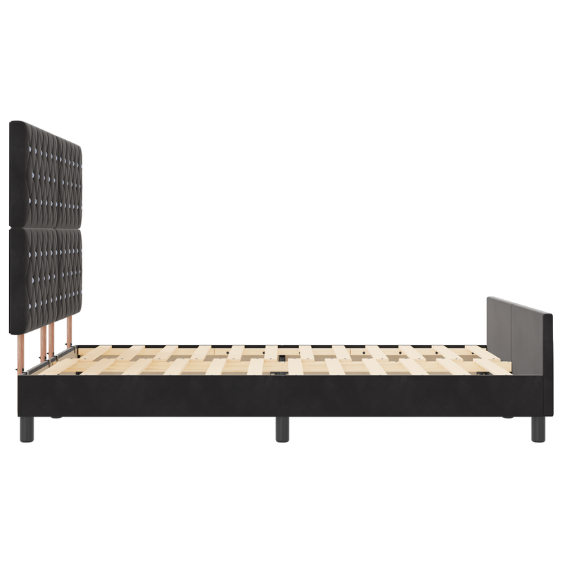 Bed Frame Black Queen Velvet, vidaXL Headboard Crystal Button Tufted Black 160 cm Velvet