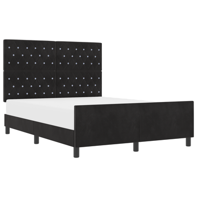 Bed Frame Black Queen Velvet, vidaXL Headboard Crystal Button Tufted Black 160 cm Velvet