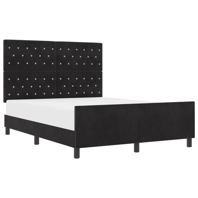 Bed Frame Black Queen Velvet, vidaXL Headboard Crystal Button Tufted Black 160 cm Velvet