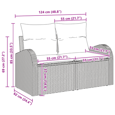 4 Piece Garden Sofa Set with Cushions Black Poly Rattan