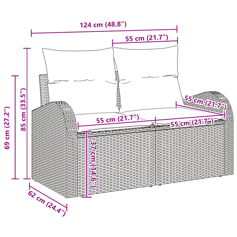 4 Piece Garden Sofa Set with Cushions Black Poly Rattan
