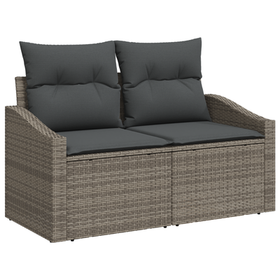 4 Piece Garden Sofa Set with Cushions Grey Poly Rattan