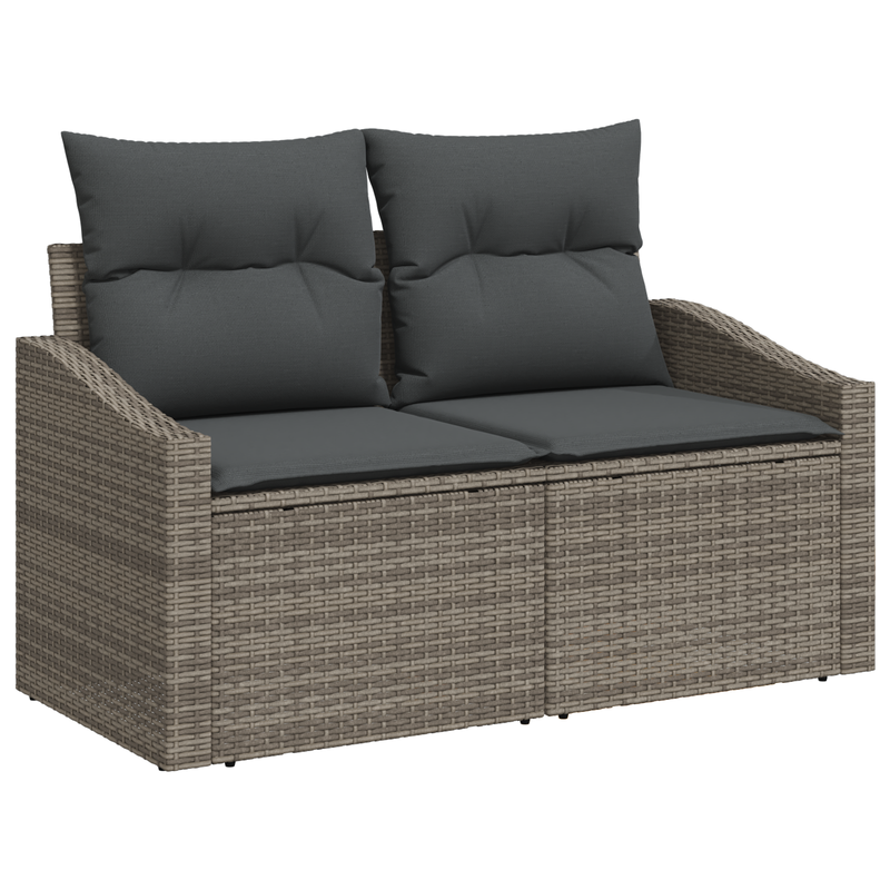 4 Piece Garden Sofa Set with Cushions Grey Poly Rattan