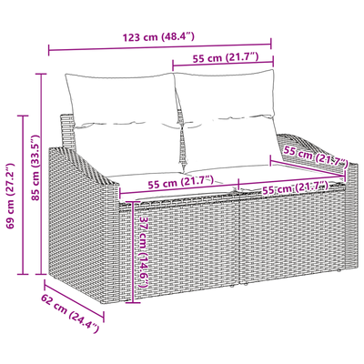 4 Piece Garden Sofa Set with Cushions Grey Poly Rattan