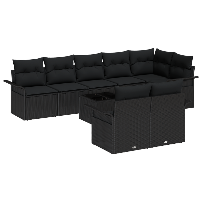 9 Piece Garden Sofa Set with Cushions Beige Poly Rattan