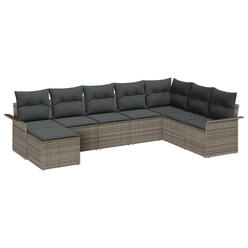 8 Piece Garden Sofa Set with Cushions Grey Poly Rattan