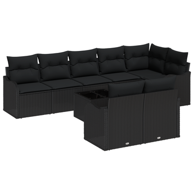 9 Piece Garden Sofa Set with Cushions Beige Poly Rattan