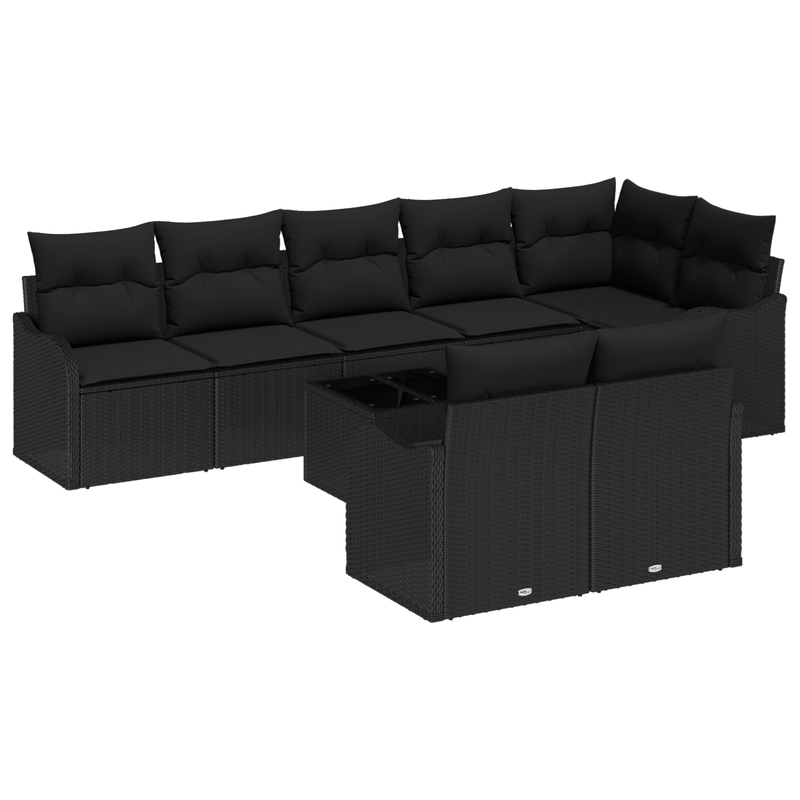 9 Piece Garden Sofa Set with Cushions Beige Poly Rattan