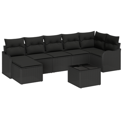 8 Piece Garden Sofa Set with Cushions Beige Poly Rattan